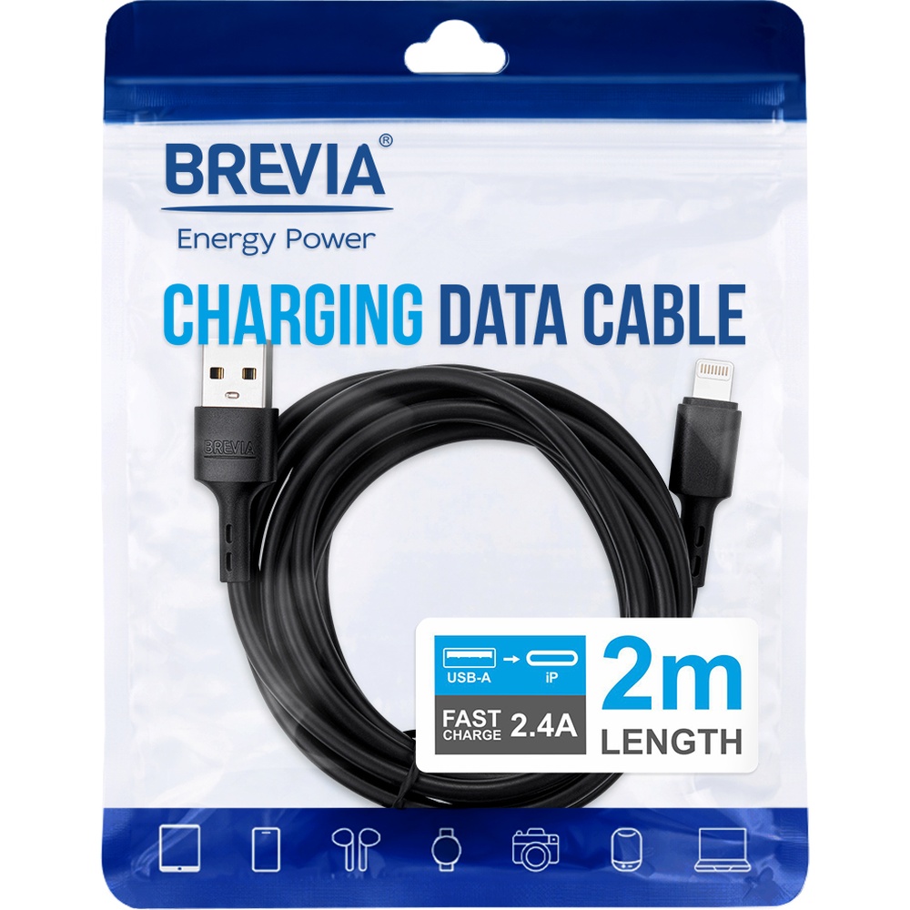 Кабель BREVIA USB to Lightning 2m Black (51200BULZ1) Тип USB - Lightning