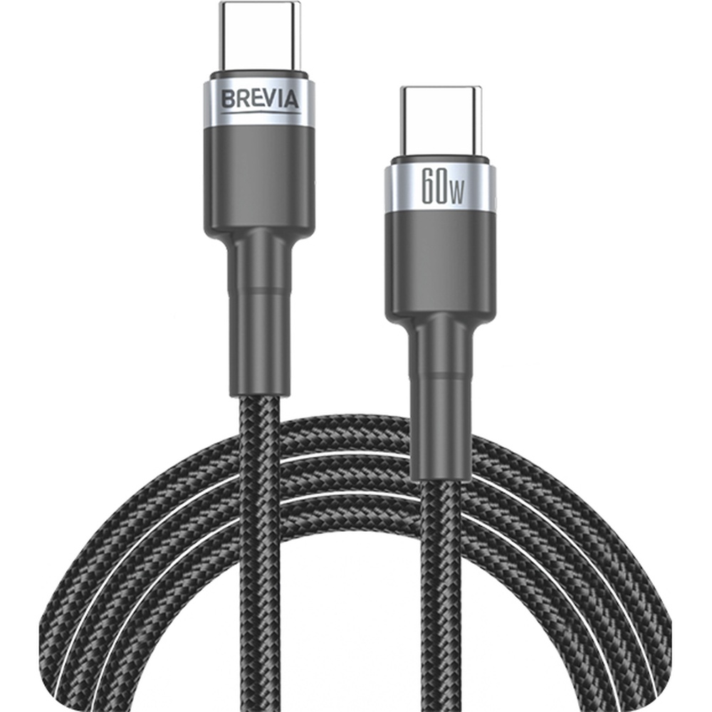 Кабель BREVIA Type-C to Type-C 60W 1m Black (53100BCCZ1)