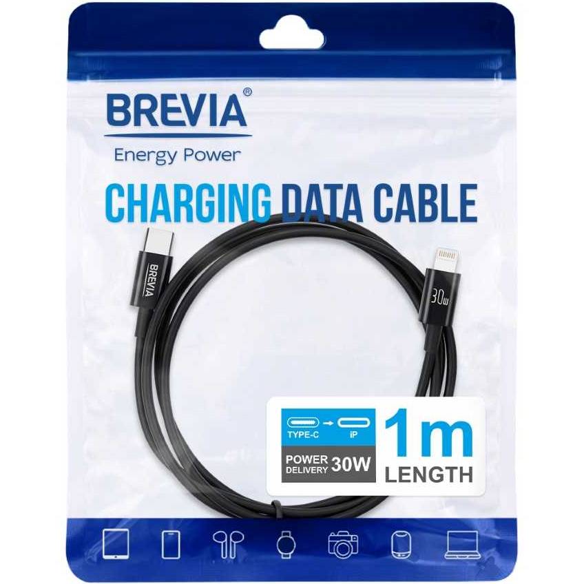 Кабель BREVIA Type-C to Lightning 30W 1м Black (55100BCLZ1)