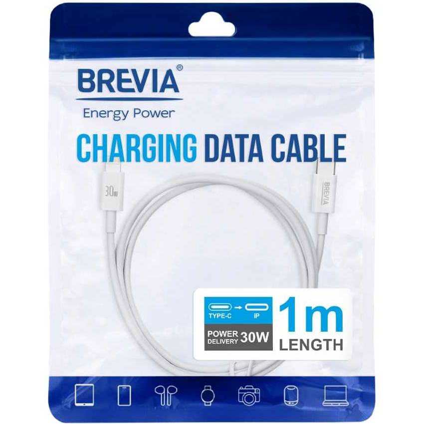 Кабель BREVIA Type-C to Lightning 30W 1м White (55100WCLZ1)