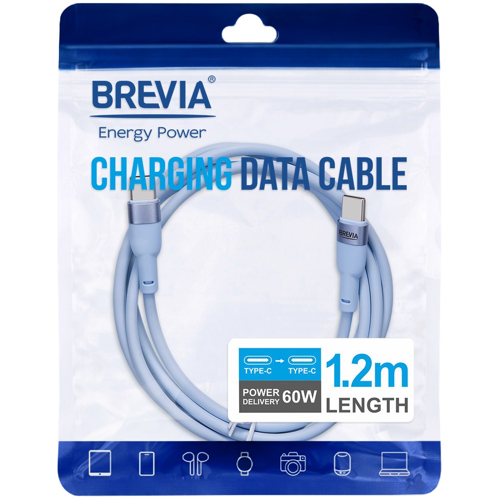 Кабель BREVIA Type-C to Type-C 60W 1.2 Blue (52120UCCZ1)