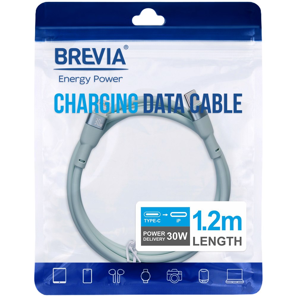 Кабель BREVIA Type-C to Lightning 30W 1.2 м Mint (52120MCLZ1)