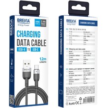 Кабель BREVIA USB to Type-C 2,4А 1.2m Black (52120BUCC1)