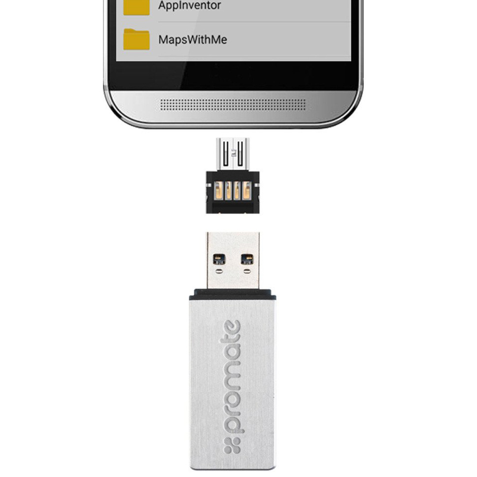 Адаптер Promate Nano-OTG USB - microUSB (nano.otg) Подсветка False