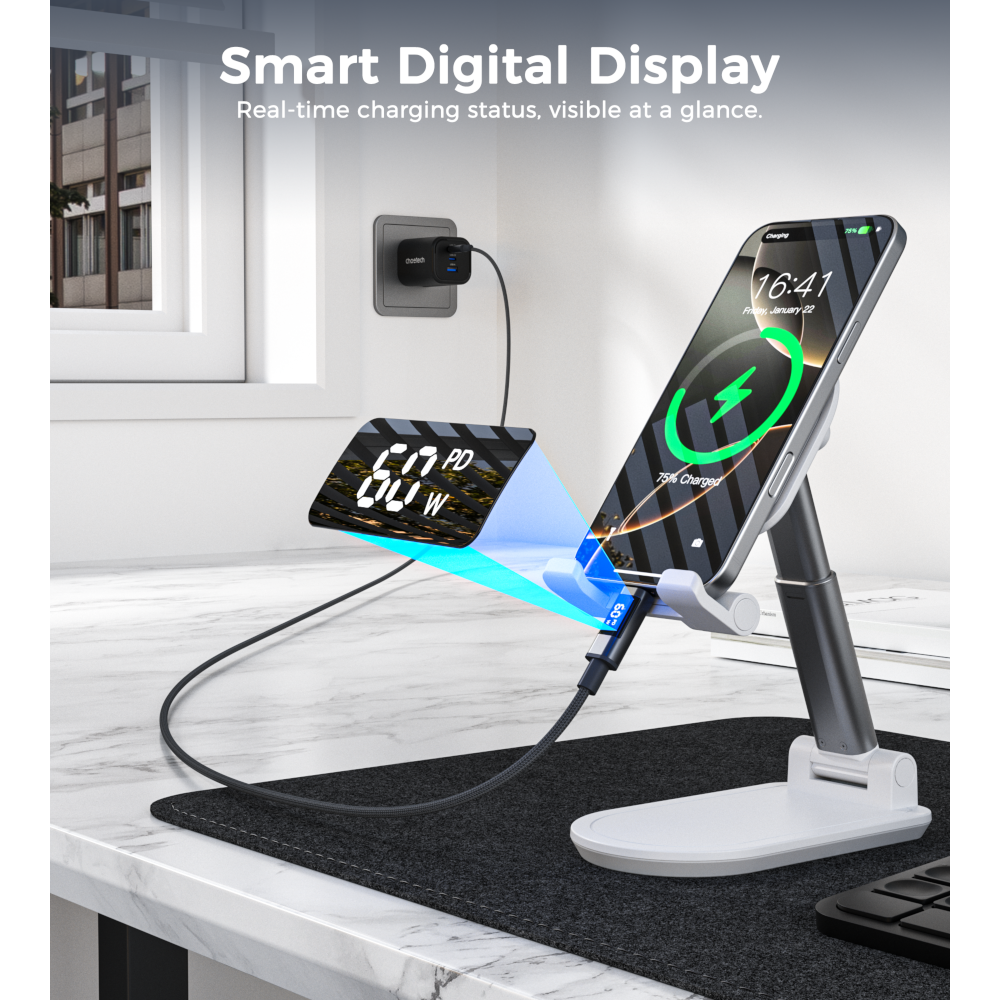 Фото 4 Кабель CHOETECH PD60 Вт USB-C до USB-C 1,2 м Gray (XCC-1068-GY)