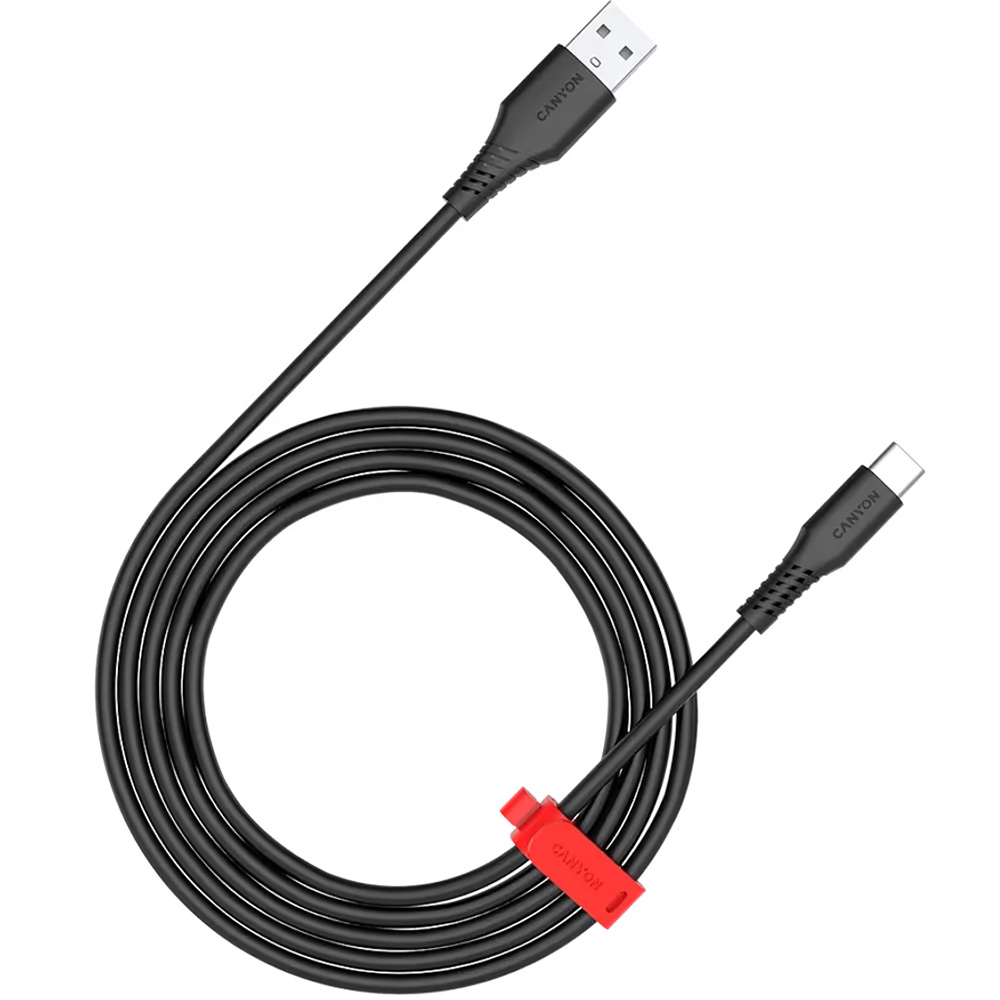 Кабель CANYON Onwire 18TP USB-A to USB-C 2м 18W TPE Black (CNS-AC18SC20B)