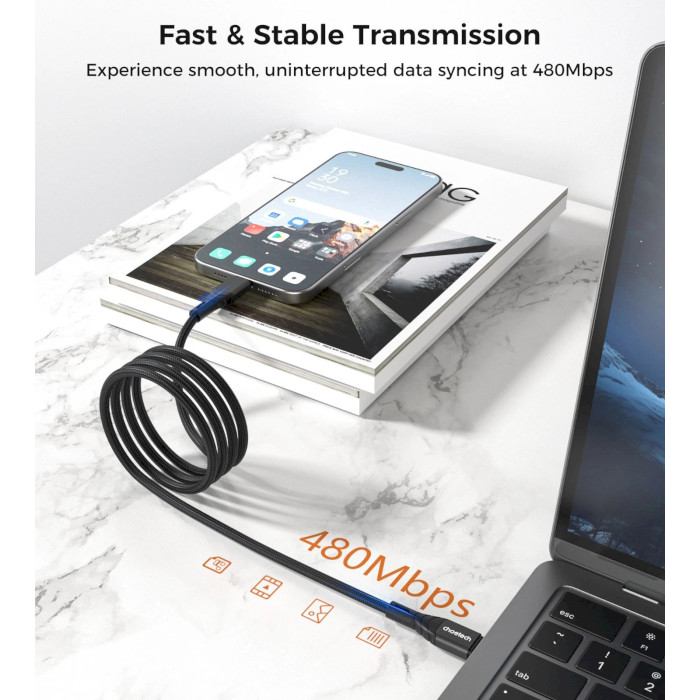 Кабель CHOETECH USB Type-C-USB Type-C 1м Black (XCC-1008) Длина 1