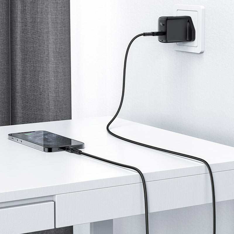 Зовнішній вигляд Кабель ACEFAST C4-01 Type-C to iP 3A, 30W, 1.8m Black (6974316281306)