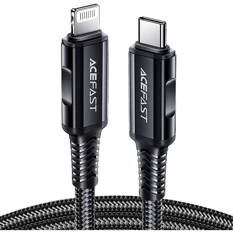 Кабель ACEFAST C4-01 Type-C to iP 3A, 30W, 1.8m Black (6974316281306)