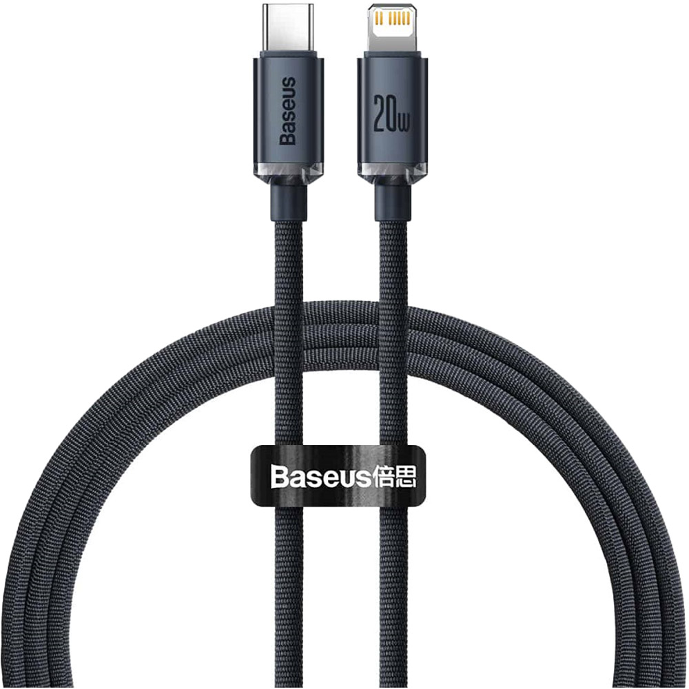 Кабель BASEUS Crystal Shine Series Fast Charging Data Cable Type-C to iP 20W 1.2m Black (CAJY000201)
