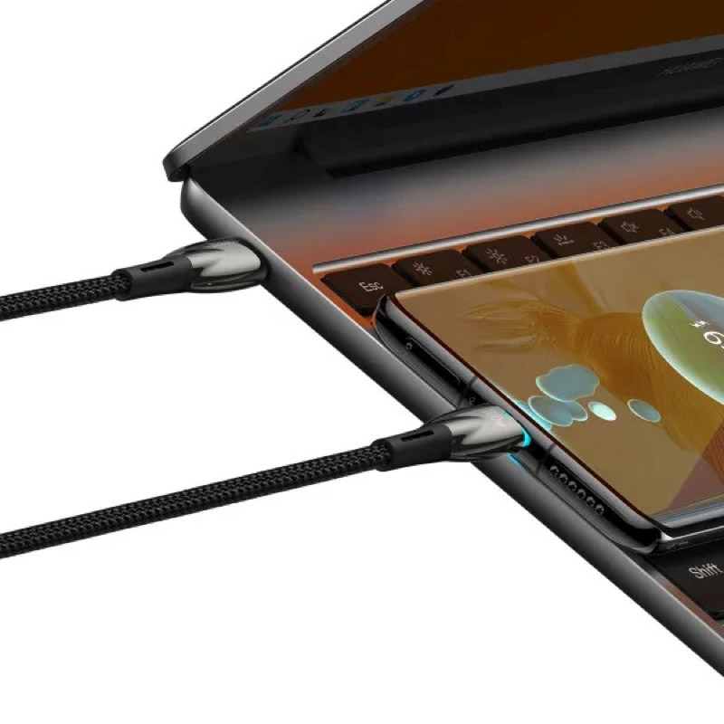 Фото 4 Кабель BASEUS Glimmer Series Fast Charging Data Cable Type-C to Type-C 100W 1m Black (CADH000701)