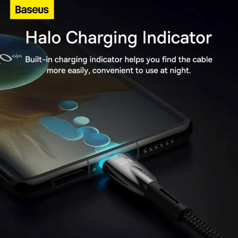 Зовнішній вигляд Кабель BASEUS Glimmer Series Fast Charging Data Cable Type-C to Type-C 100W 1m Black (CADH000701)