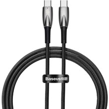 Кабель BASEUS Glimmer Series Fast Charging Data Cable Type-C to Type-C 100W 1m Black (CADH000701)