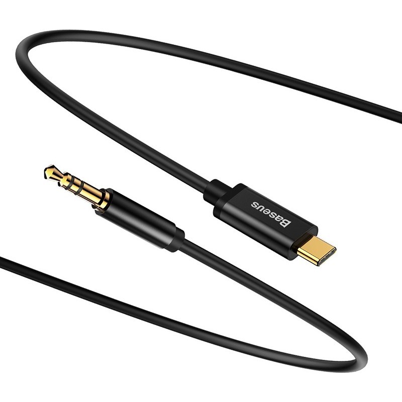 Кабель BASEUS Yiven USB-C to 3.5mm Jack 1.2m Black (CAM01-01) Додатково зносостійке обплетення; алюмінієві конектори; стабільна передача сигналу