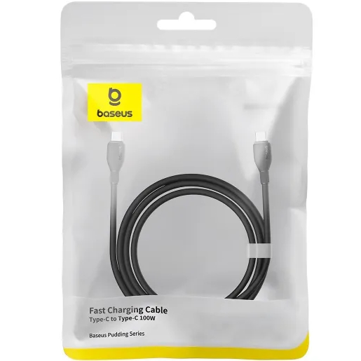 Фото Кабель BASEUS Pudding Series Fast Charging Cable Type-C to Type-C 100W 1.2m Cluster Black (P10355702111-00)