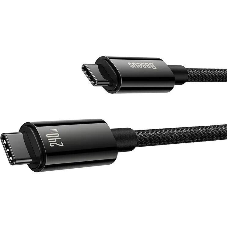 Кабель BASEUS Tungsten Gold Fast Charging Data Cable Type-C to Type-C 240W 3 м Black (CAWJ040201) Тип USB Type-С - USB Type-С