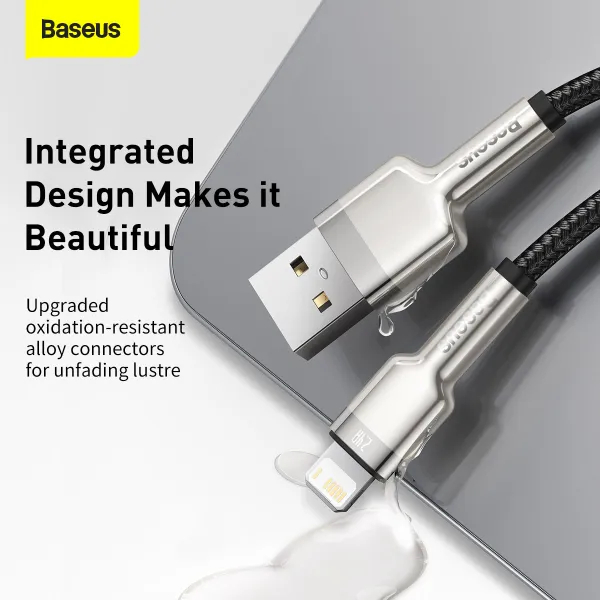 Покупка Кабель BASEUS Cafule Series Metal Data Cable USB to IP 2.4A 2 м Black (CALJK-B01)