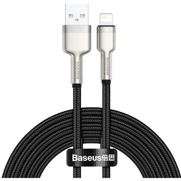 Кабель BASEUS Cafule Series Metal Data Cable USB to IP 2.4A 2 м Black (CALJK-B01)