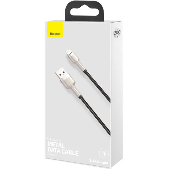 Кабель BASEUS Cafule Series Metal Data Cable USB to IP 2.4A 2 м Black (CALJK-B01) Подсветка False