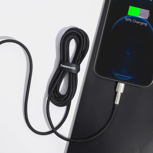 Изображение Кабель BASEUS Cafule Series Metal Data Cable USB to IP 2.4A 2 м Black (CALJK-B01)