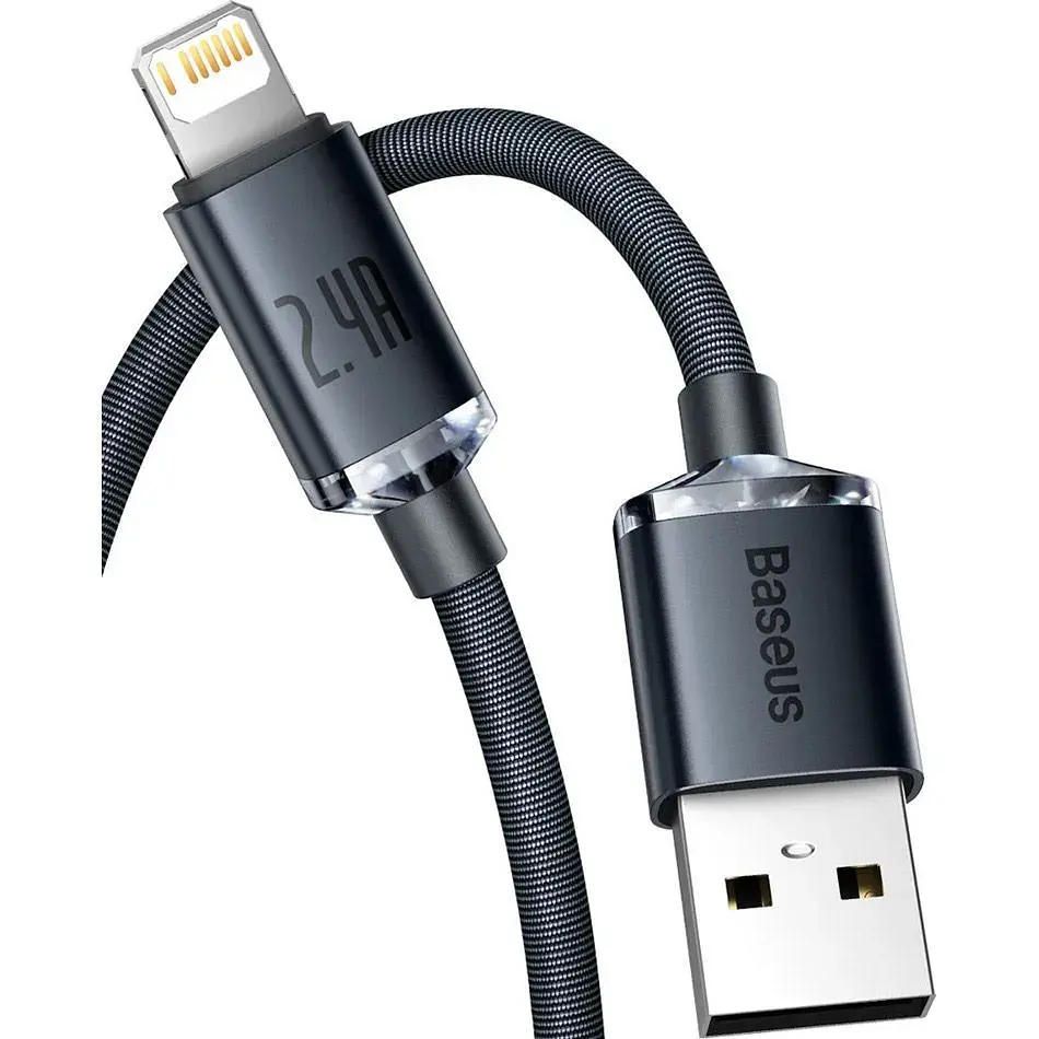 Кабель BASEUS Crystal Shine Series Fast Charging Data Cable USB to iP 2.4A 1.2 м Black (CAJY000001) Тип USB - Lightning