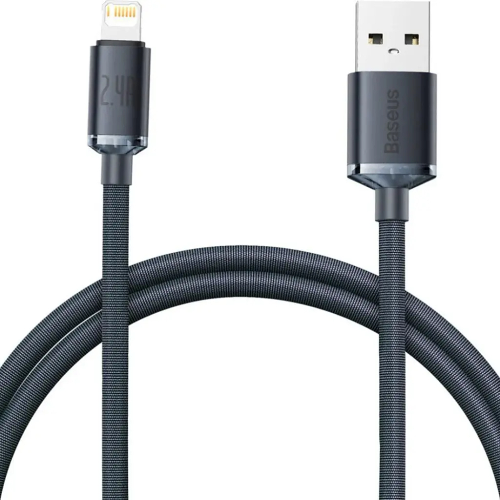 Кабель BASEUS Crystal Shine Series Fast Charging Data Cable USB to iP 2.4A 1.2 м Black (CAJY000001)