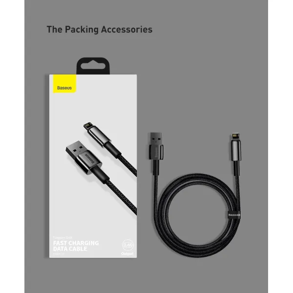 Огляд Кабель BASEUS Tungsten Gold Fast Charging Data Cable USB to iP 2.4A 2 м Black (CALWJ-A01)
