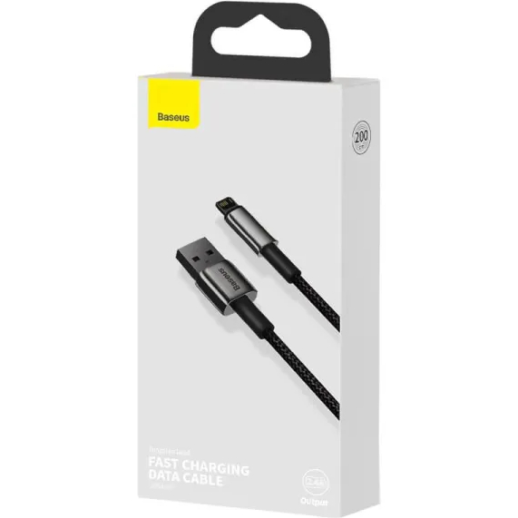 Фото 4 Кабель BASEUS Tungsten Gold Fast Charging Data Cable USB to iP 2.4A 2 м Black (CALWJ-A01)