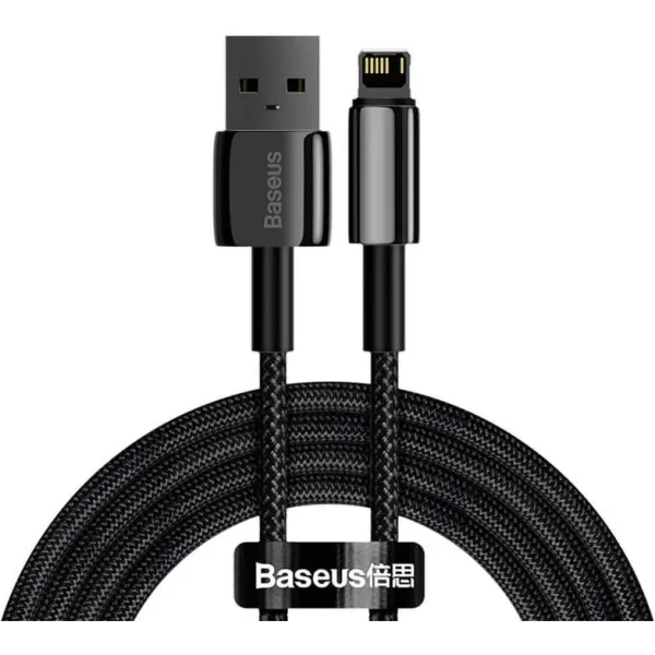 Кабель BASEUS Tungsten Gold Fast Charging Data Cable USB to iP 2.4A 2 м Black (CALWJ-A01)