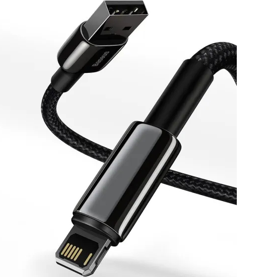 Кабель BASEUS Tungsten Gold Fast Charging Data Cable USB to iP 2.4A 2 м Black (CALWJ-A01) Підсвітка False
