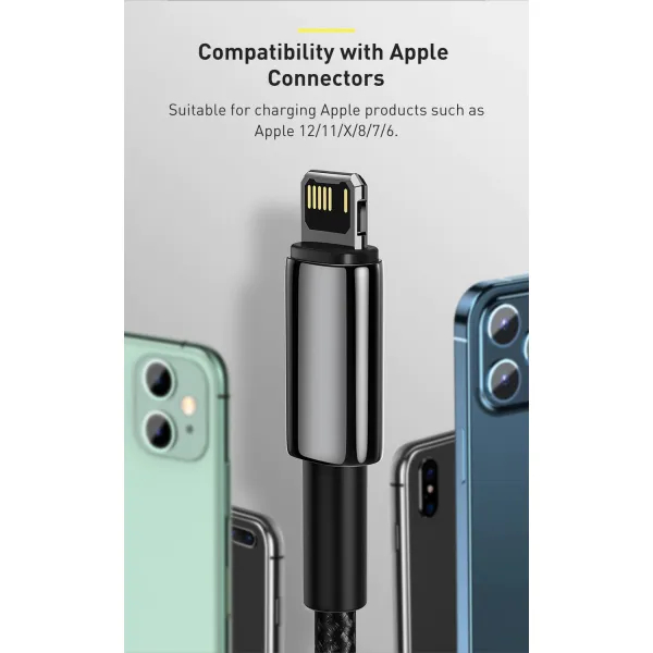 Покупка Кабель BASEUS Tungsten Gold Fast Charging Data Cable USB to iP 2.4A 2 м Black (CALWJ-A01)