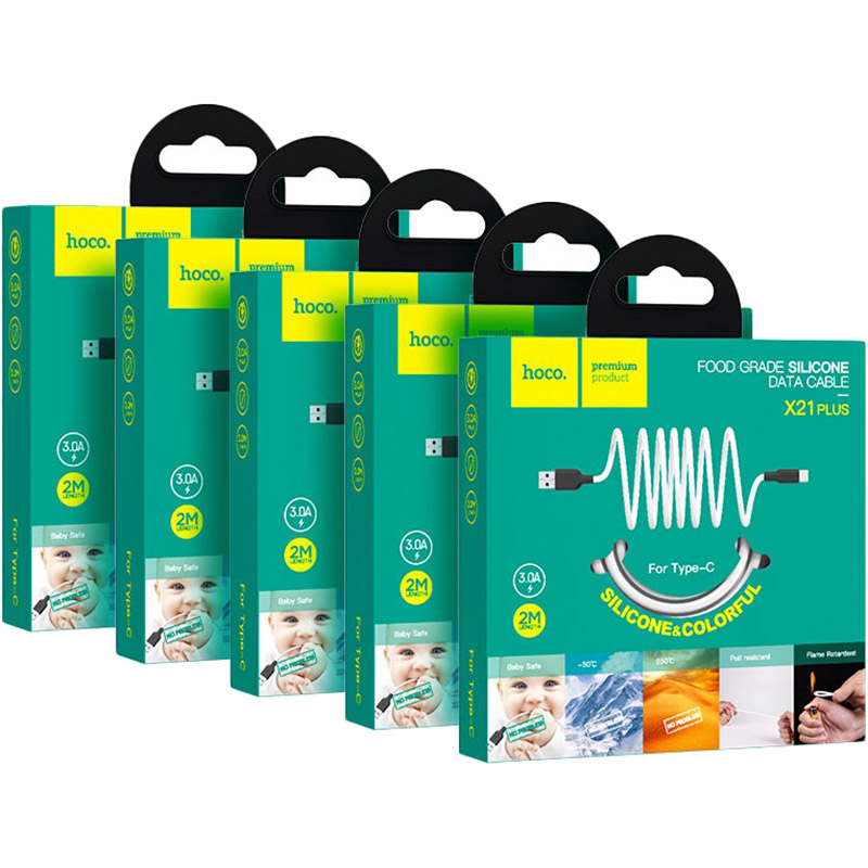 Кабель HOCO X21 Plus USB для Type-C 3A 2 м Black+White (6931474713889) Довжина 2