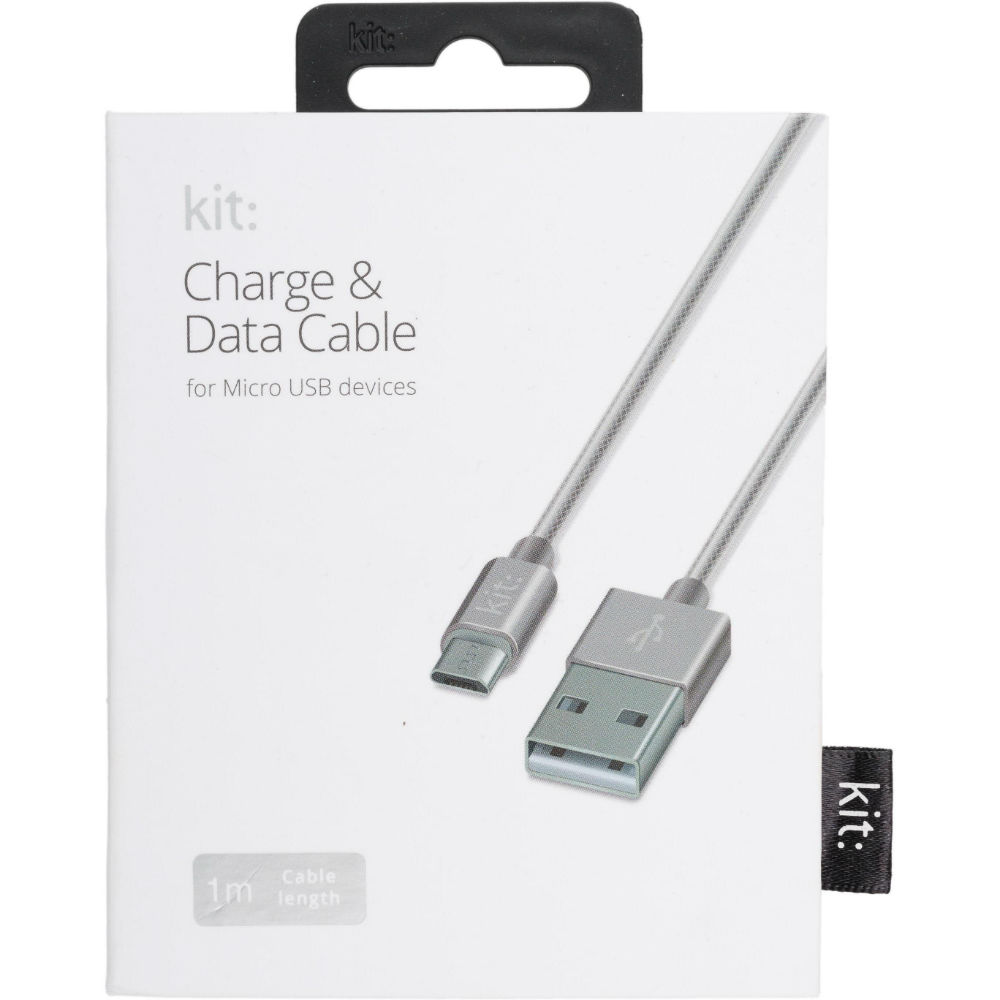 Кабель KIT Nylon Mesh USB-Micro-USB data/charge 1m Silver Тип USB - micro-USB