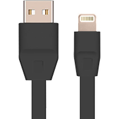 Кабель DROBAK плоский USB 2.0-Lightning 1.0 м 2А (DR-1624) Black (219085)