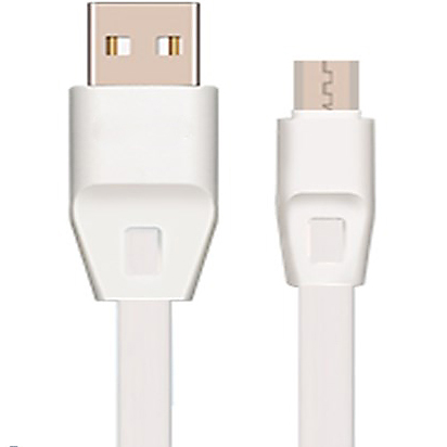 Кабель DROBAK плоский USB 2.0-micro USB 1.0 м 2А (DR-1624) White (219088)