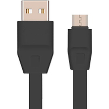 Кабель DROBAK плоский USB 2.0-micro USB 1.0 м 2А (DR-1624) Black (219089)