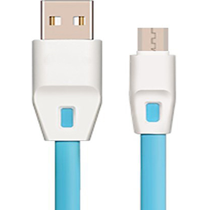 Кабель DROBAK плоский USB 2.0-micro USB 1.0 м 2А (DR-1624) Blue (219090)