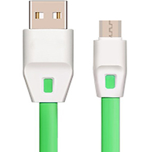 Кабель DROBAK плоский USB 2.0-micro USB 1.0 м 2А (DR-1624) Green (219091)