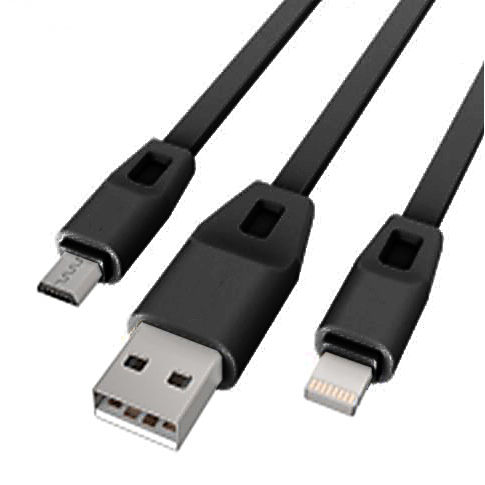 Кабель DROBAK USB 2.0-micro USB/Lightning 1.0 м 2А (DR-1622)Black (219093)