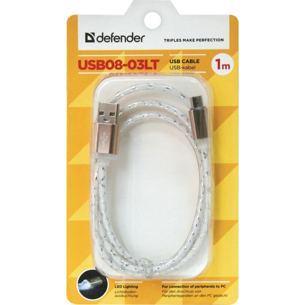 Кабель DEFENDER USB08-03LT (87554) Підсвітка True