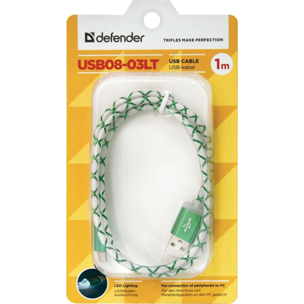 Кабель DEFENDER USB08-03LT (87557) Підсвітка True