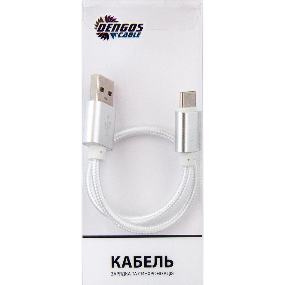 

Кабель DENGOS Type-C GREY 0.25 м (NTK-TC-SHRT-WHITE), Кабель заряду та синхронизації Type-C GREY 0,25 м