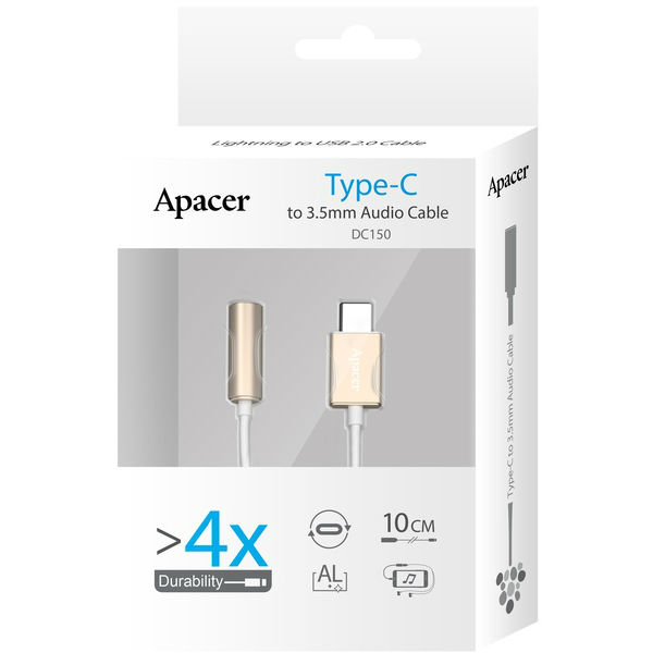 Адаптер APACER DC150 Type-C to 3.5 Audio Gold (APDC150C-1) Подсветка False