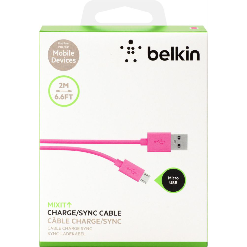 Кабель BELKIN F2CU012bt2M-PNK (AM/microB) 2 м pink Тип USB - micro-USB