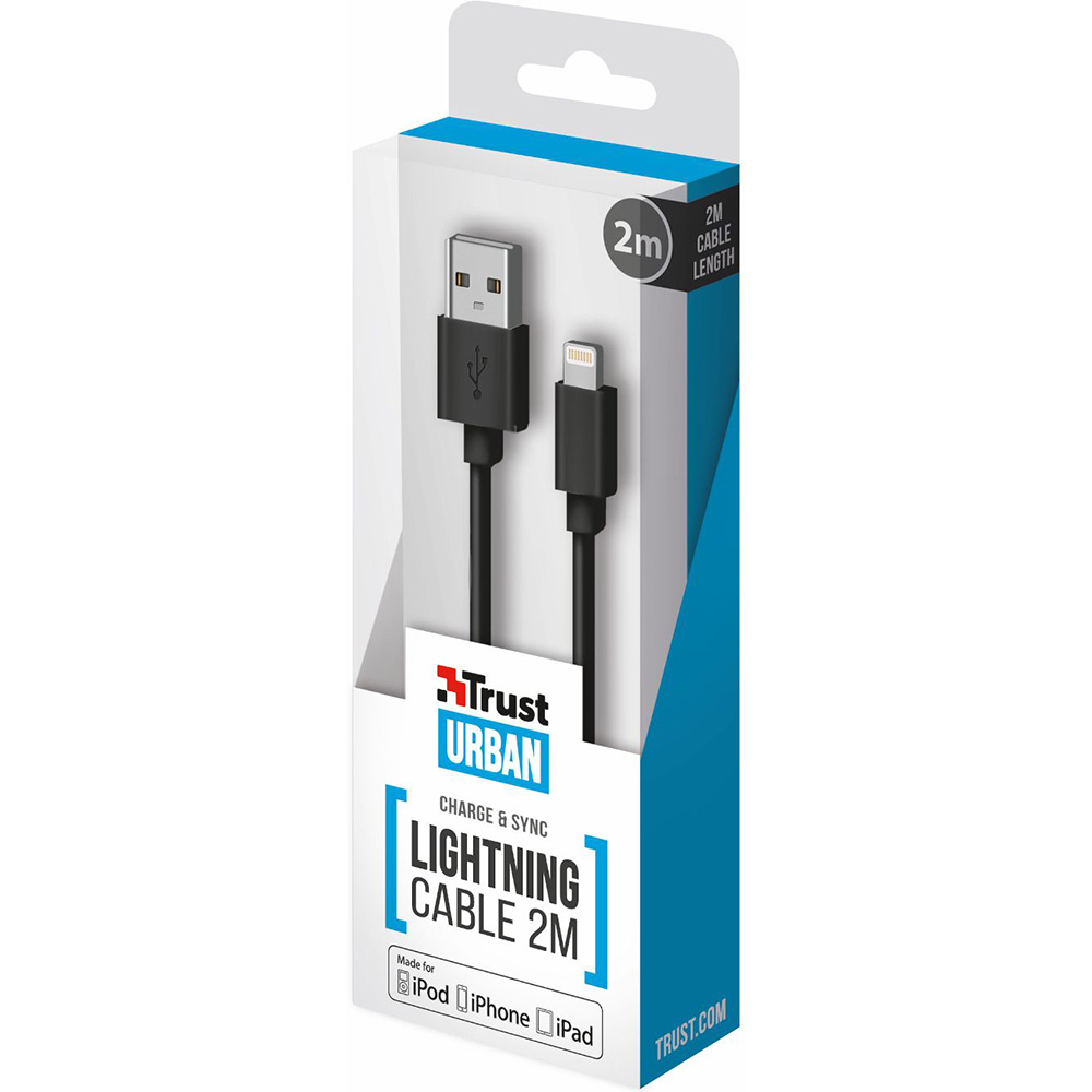 Кабель TRUST URBAN Lightning Round Cable 2m MFI (22167) Подсветка False