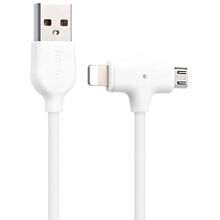 Кабель HOCO X10 2in1 Lightning-micro USB White