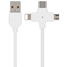 Кабель HOCO X10 3in1 Lightning/micro USB/Type C White