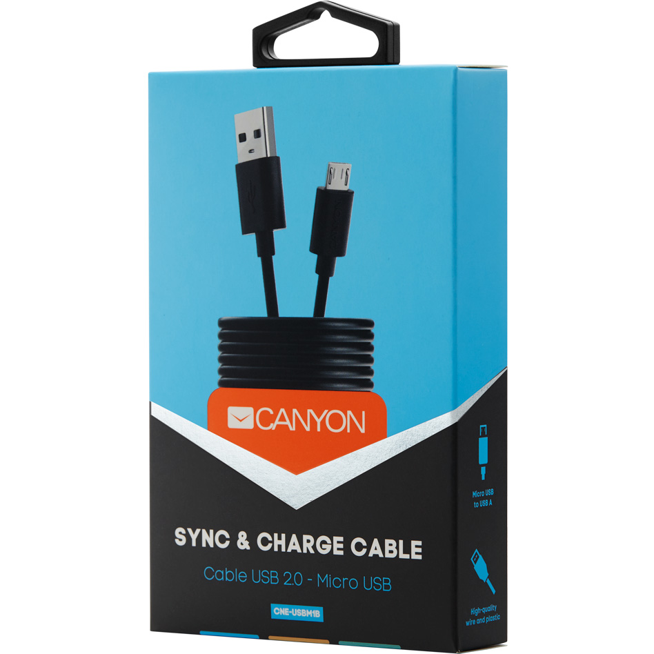 Кабель CANYON Black (CNE-USBM1) Тип USB - micro-USB