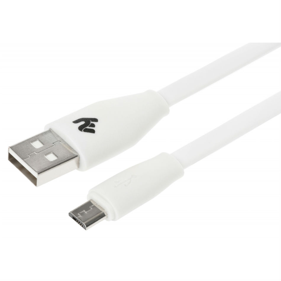 Кабель 2E USB 2.0 MicroUSB Data/Charge Flat 1.5m White (2E-CCTM03F-15W)