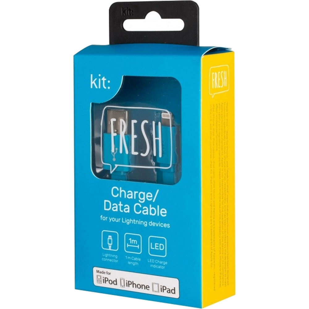 Кабель USB KIT-Lightning cable 1м MFI Blue (IP5USBFRESHBL) Підсвітка True